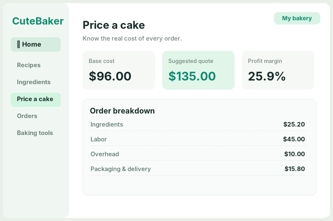 Illustrative desktop pricing studio interface